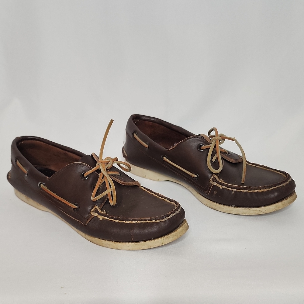 Sperry Top Sider Original Boat Shoes Dark Brwon Leather Size 6 1/2
